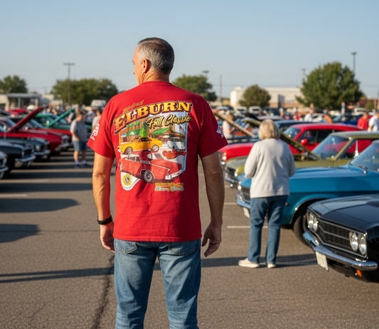Elburn Fall Classic Car Show Shirt Mens XL Red Lions Club 2024 Tee Illinois1