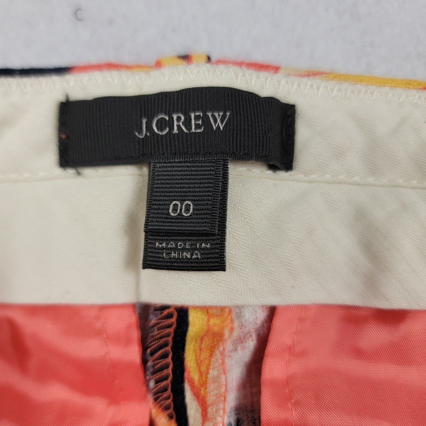 J Crew Womens Hibiscus Flora Shorts Sz 00 Orange/Black/Yellow