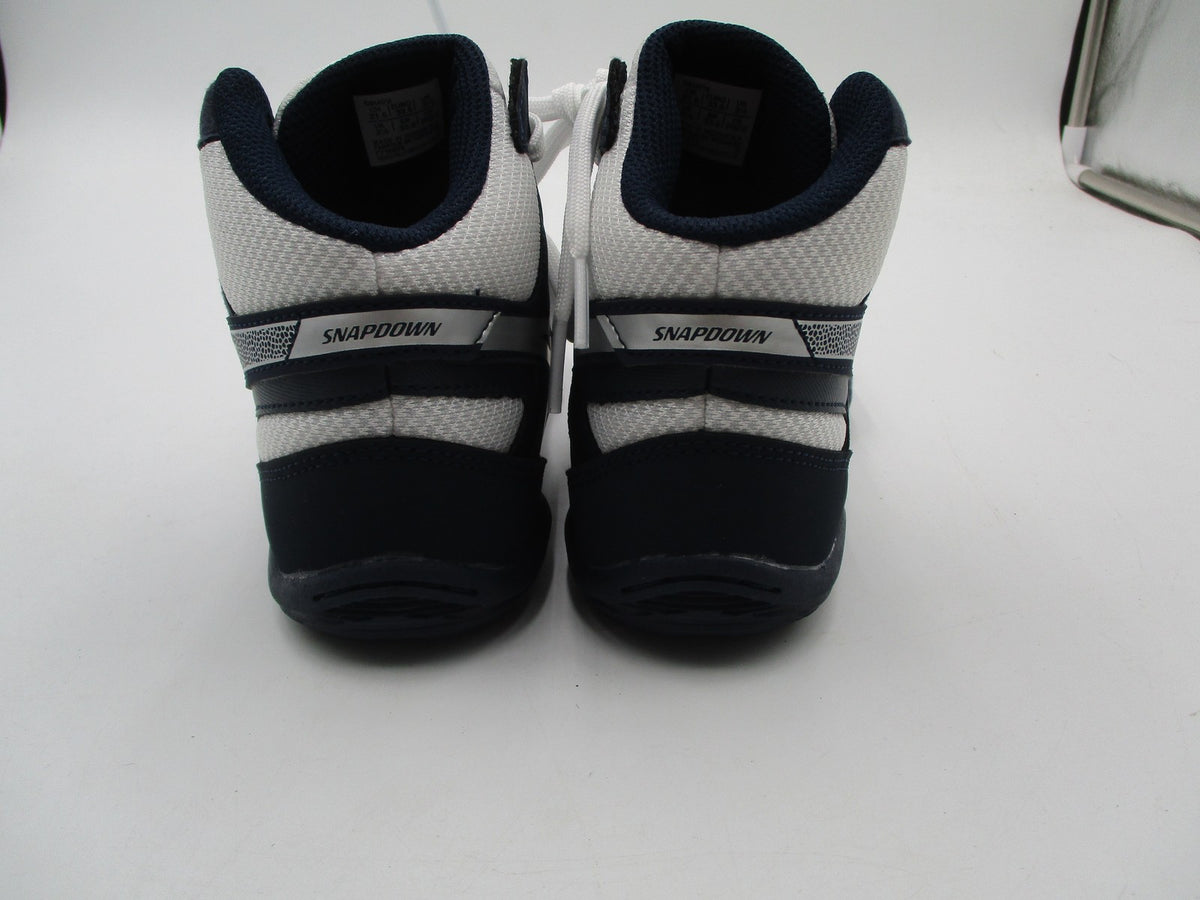 ASICS Snapdown Shoes Youth Size 3.5 White Navy Wrestling High Top 1084A0146