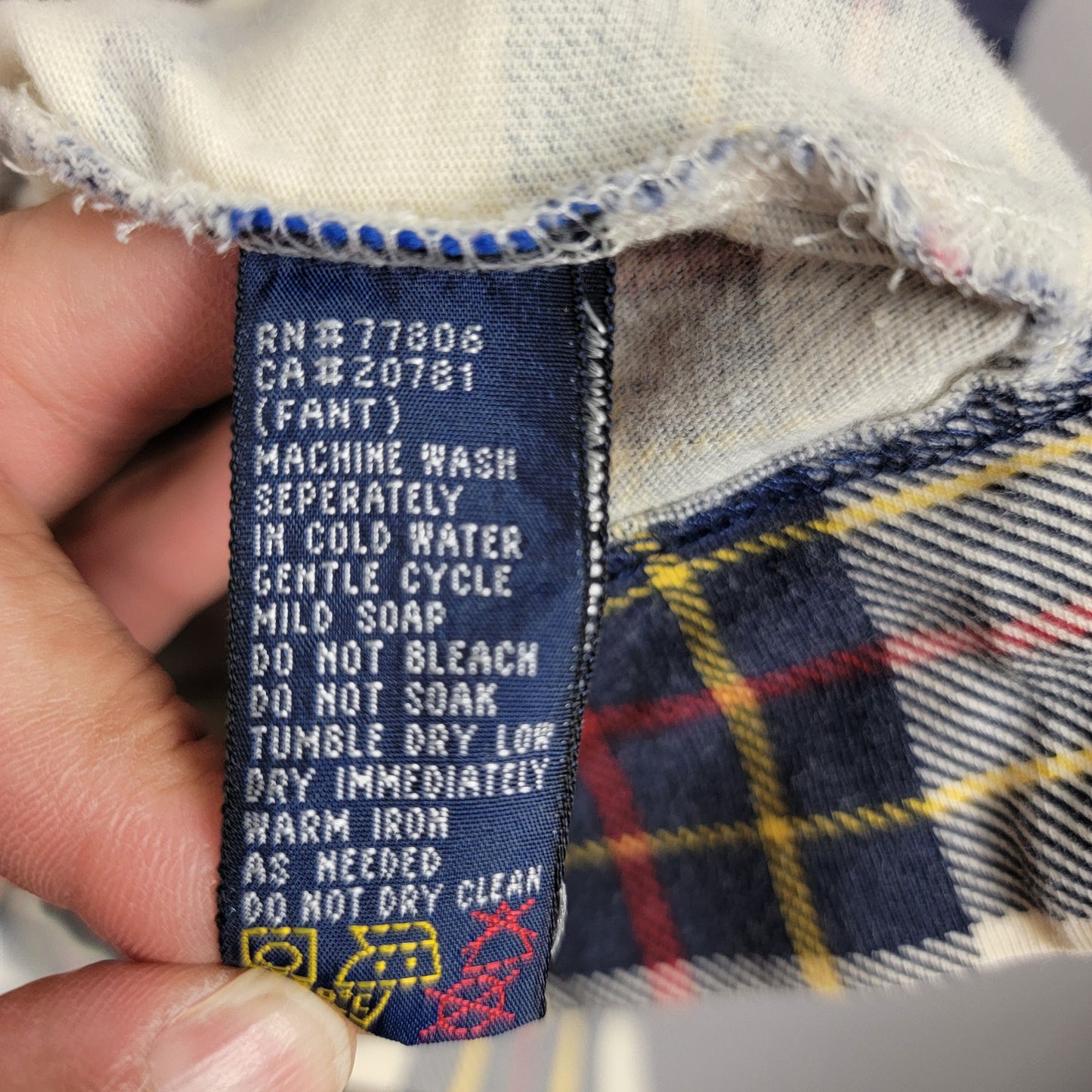 Vintage Tommy Hilfiger Shirt Mens L Plaid Heavy Cotton Polo Lion Crest 90s Used6