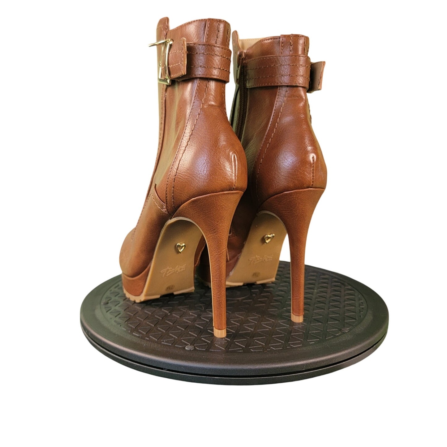 Thalia Sodi Platform Booties Womens 7 Cognac Brown Cara Lug Sole Heel Boots1