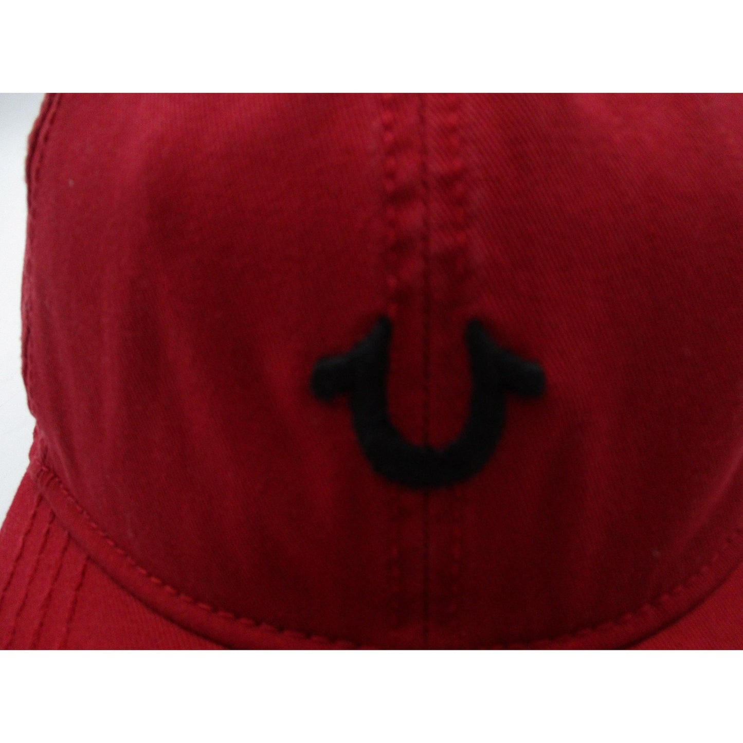True Religion Hat Cap Strap Back Mens One Size Red Horseshoe Logo Baseball