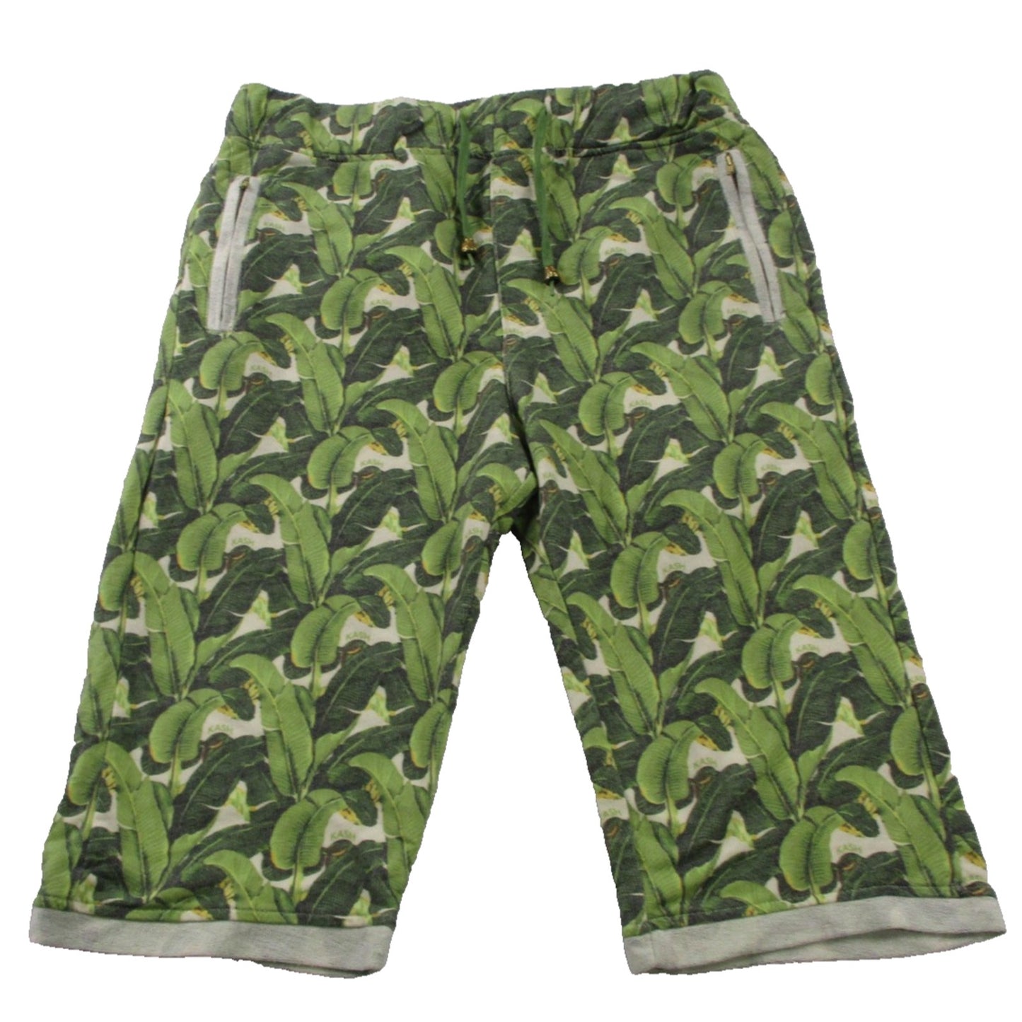 Kash Sweatsuit Set Mens Large Green Tropical Leaf Hoodie Shorts 2 Piece Usa 1674