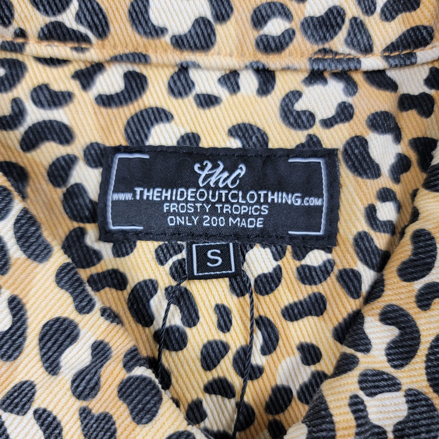 The Hideout Clothing Frosty Tropics Leopard Denim Jacket S NWT 200 Made 778-782