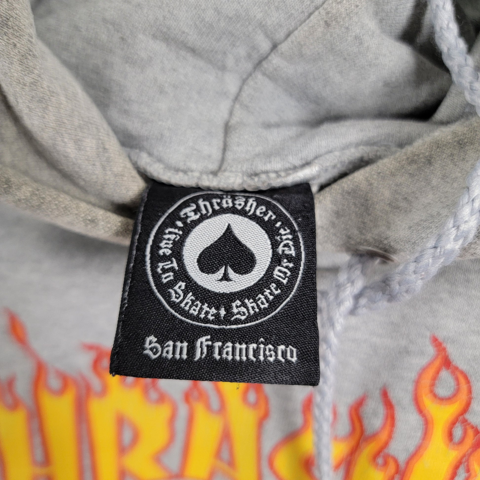 Thrasher Magazine Flame Logo Hoodie Mens Medium Gray Skateboard Preowned 3103
