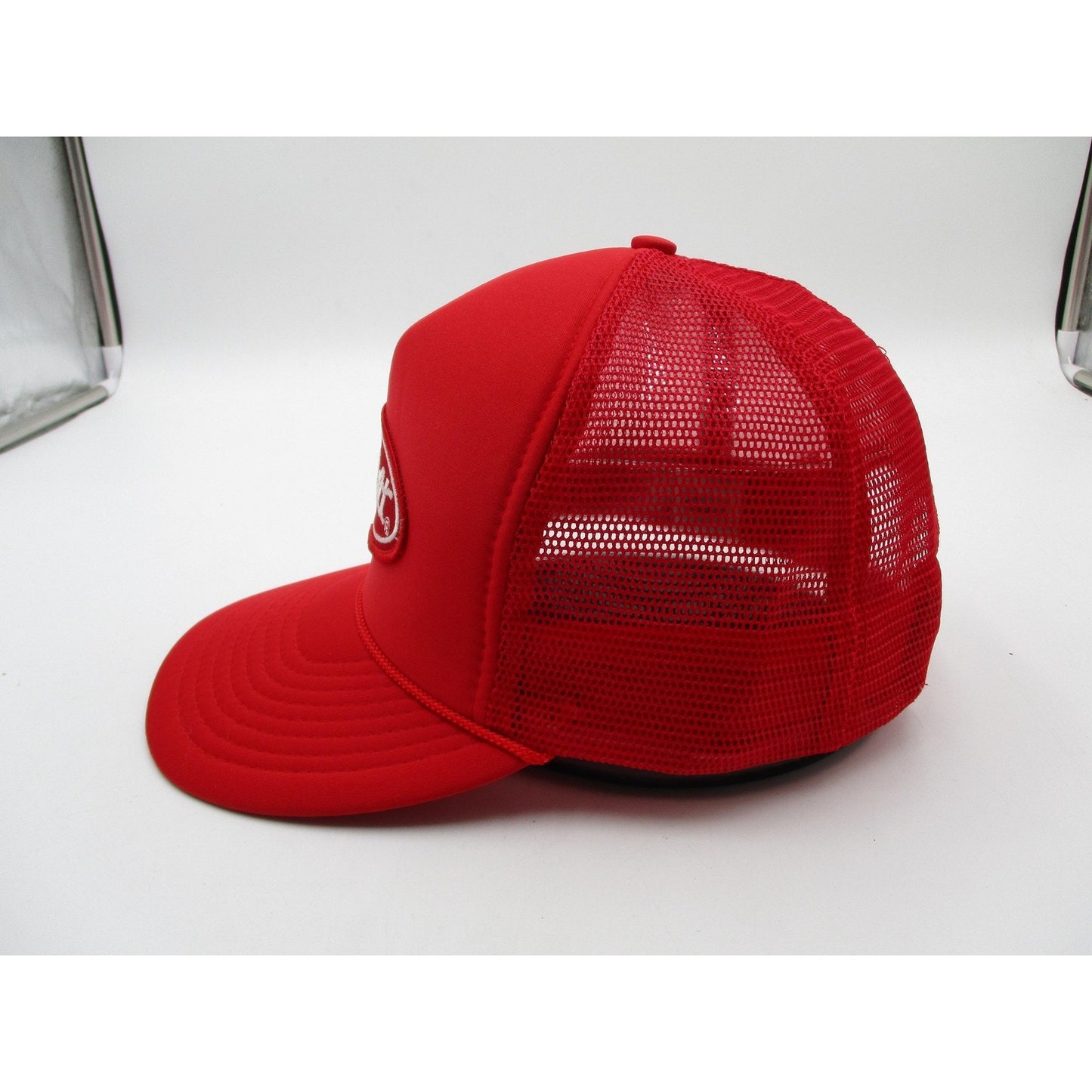 Nissin Cap Peterbilt Hat Cap Snap Back Mens Osfm Red Mesh Trucker Embroidered