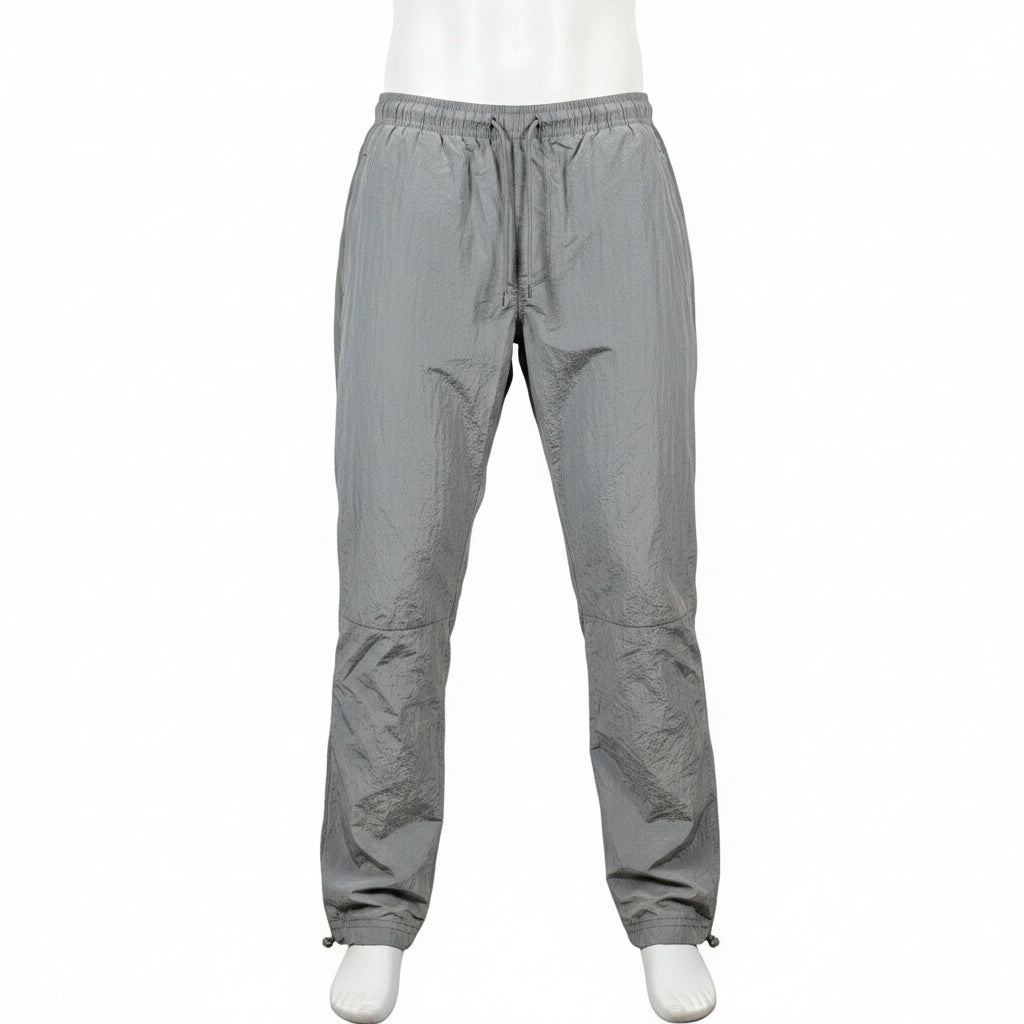 YoungLA Men’s Large Gray Nylon Track Pants Joggers Zipper Pockets Adjustable Hem0