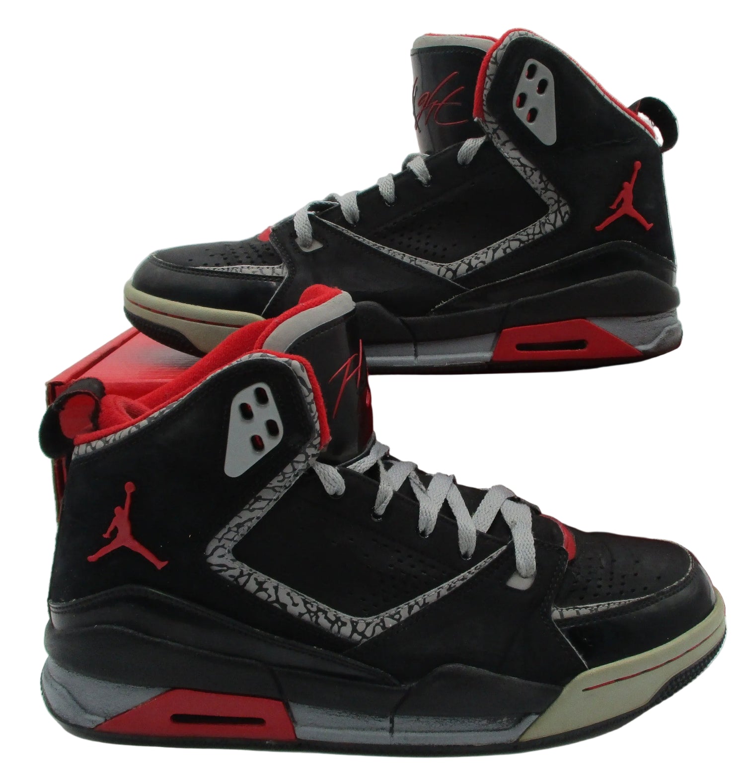 Jordan SC-2 Flight Bred Black Varsity Red Cement 454050-011 Mens 10 Used 1I60