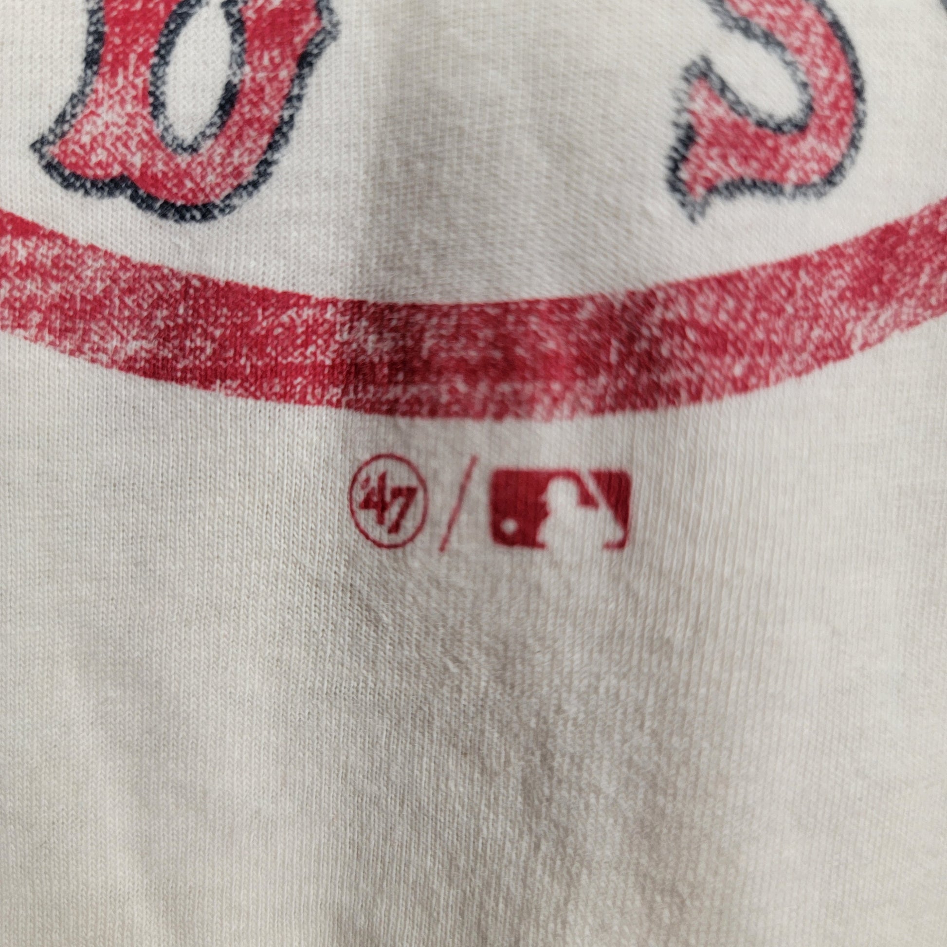 47 Brand Boston Red Sox Raglan 3/4 Sleeve Tee White Red XS Preowned3
