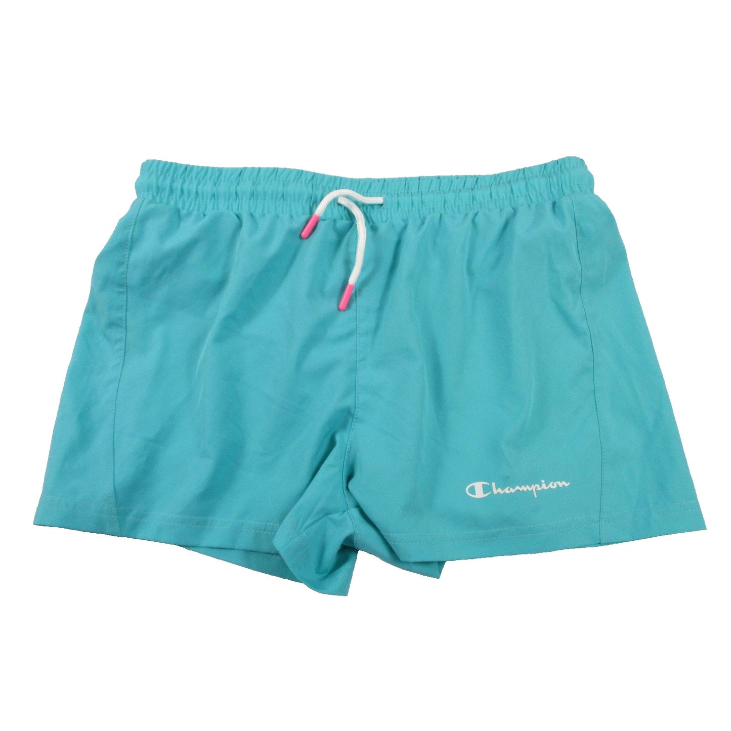 Champion Swim Shorts Kids 14 16 Teal Blue Elastic Waist Drawstring Logo Preowned