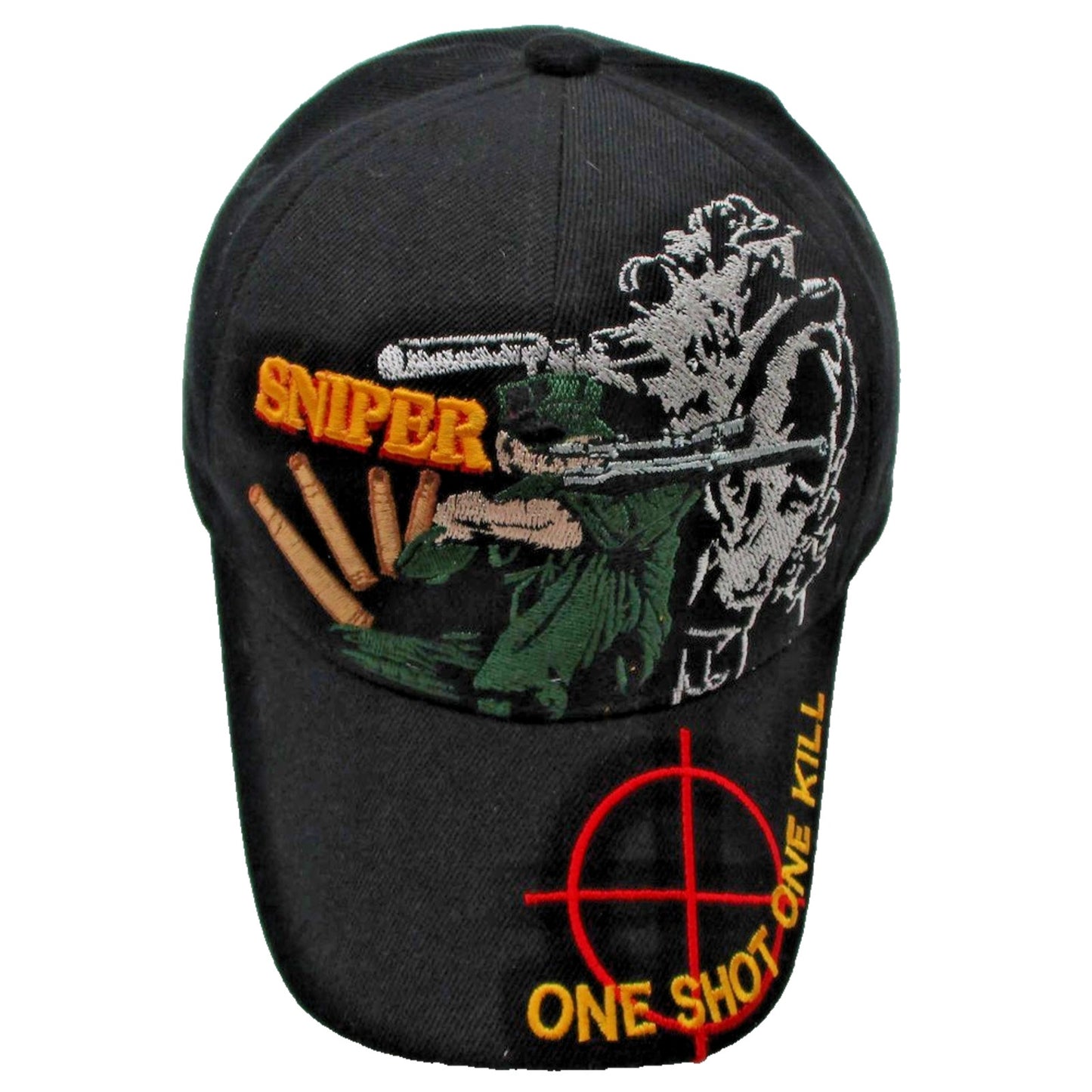 U S Warriors Hat Cap Strap Back Mens One Size Black Sniper One Shot Kill Army