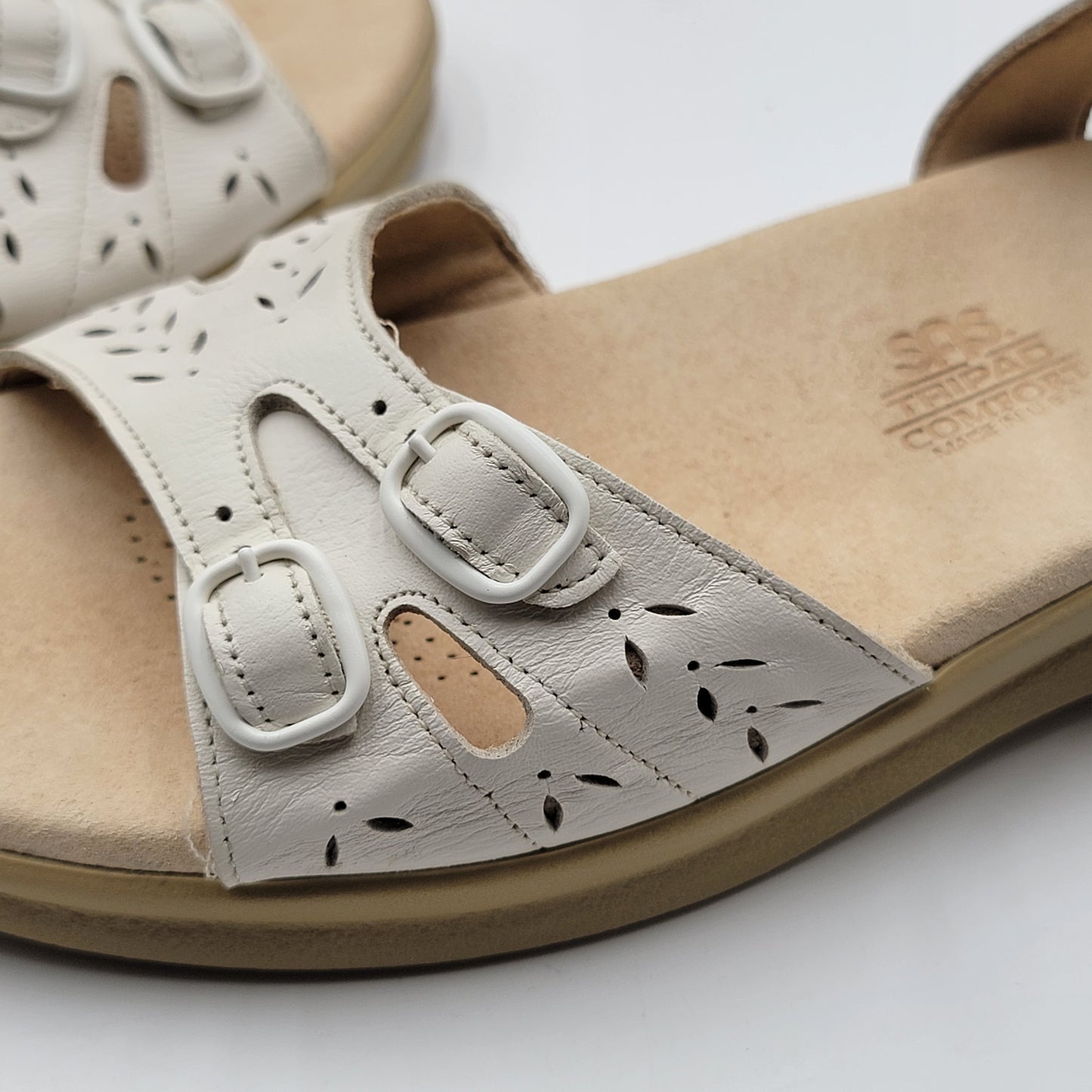 SAS Tripad Comfort Trio Sandal White Leather Women's 11M Pre-Owned USA9
