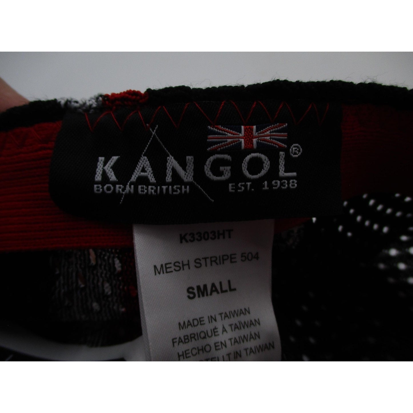 Kangol Hat Cap Flat Fitted Mens Small Mesh Stripe 504 Black Red Summer Nwt