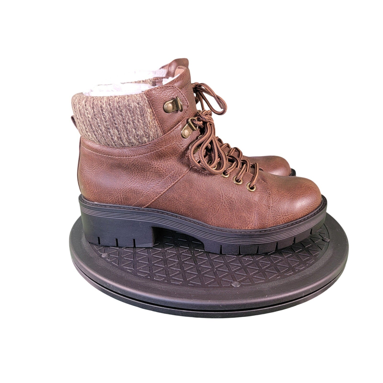 Mia Women’s Lug Boots "Marsha" Brown Lace Up Size 7 New W/ Box3