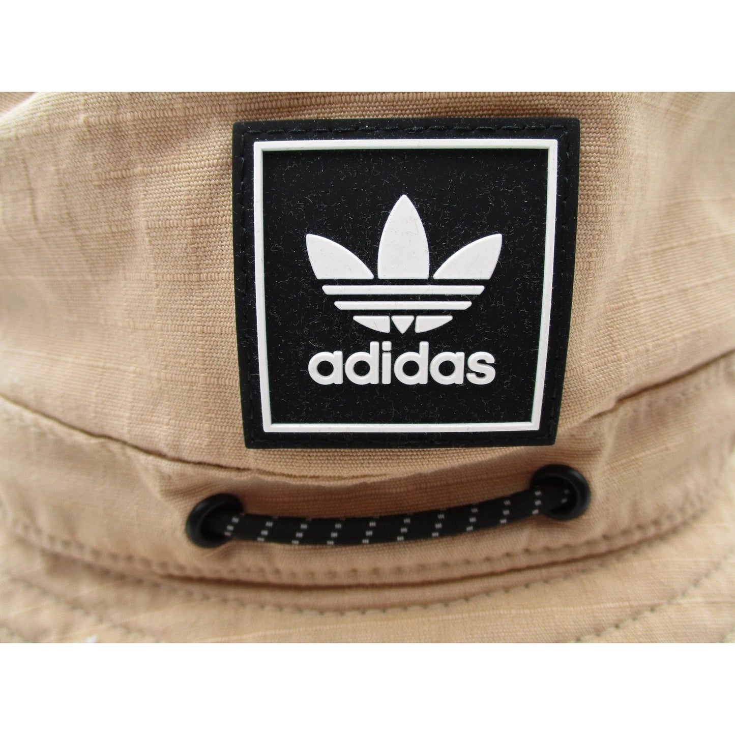 Adidas Hat Cap Bucket Mens One Size Beige Canvas Trefoil Logo Outdoor Hiking