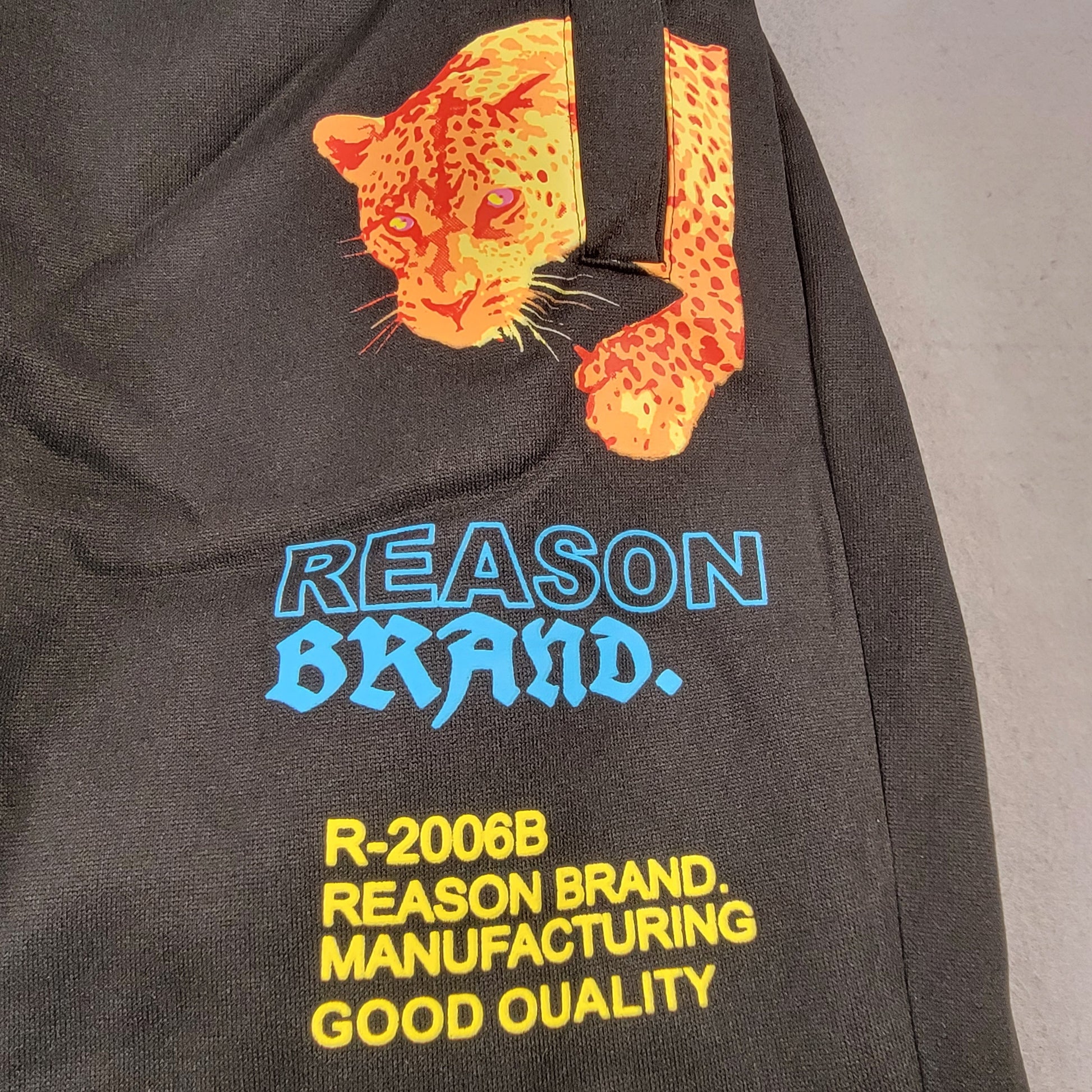 Reason Brand Mens Jogger Sweatpants Large Black Leopard Graphic NWT2