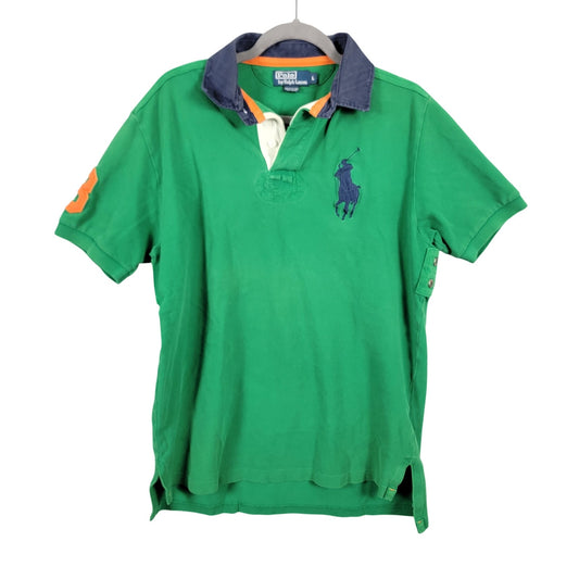 Polo Ralph Lauren Big Pony Shirt Mens L Green Navy Blue Orange Crest Polo Y2K0