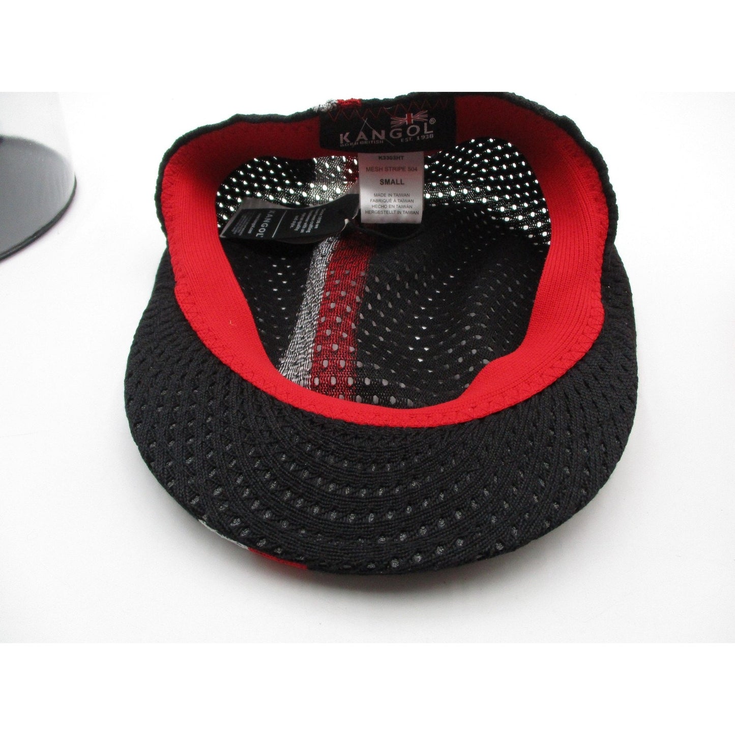 Kangol Hat Cap Flat Fitted Mens Small Mesh Stripe 504 Black Red Summer Nwt