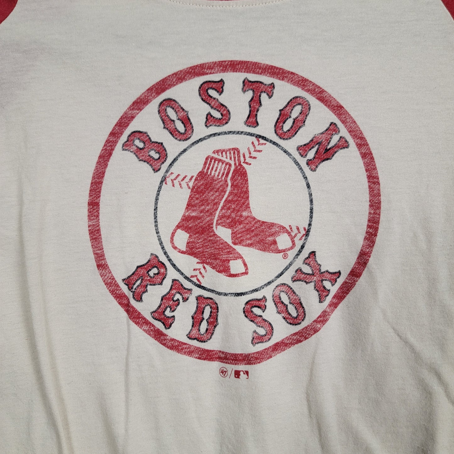 47 Brand Boston Red Sox Raglan 3/4 Sleeve Tee White Red XS Preowned2