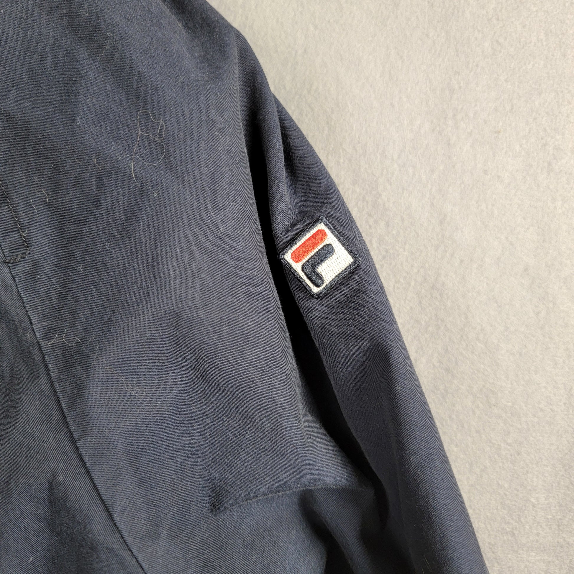 FILA White Line Hooded Field Jacket Parka Navy Blue Womens XL Italy2