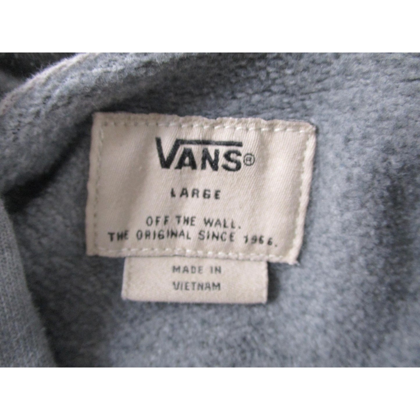 Vans Hoodie Mens Large Gray Pullover Fleece Sweatshirt CA NY Since 1966 Logo Pre-Owned