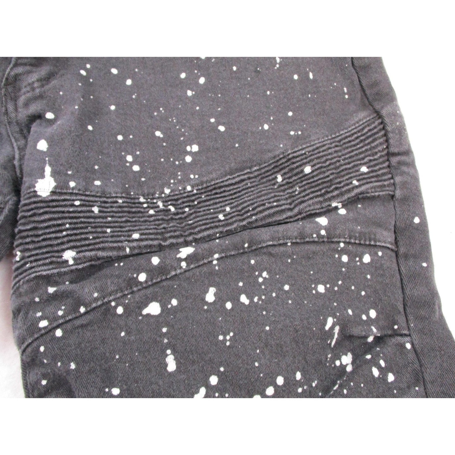 Demolition Shorts Mens 38 Black Paint Splatter Biker Denim Distressed Stretch