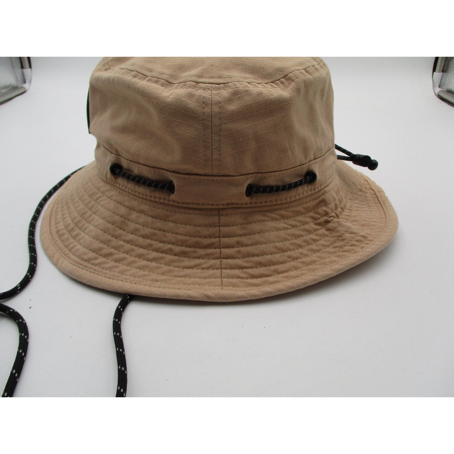 Adidas Hat Cap Bucket Mens One Size Beige Canvas Trefoil Logo Outdoor Hiking