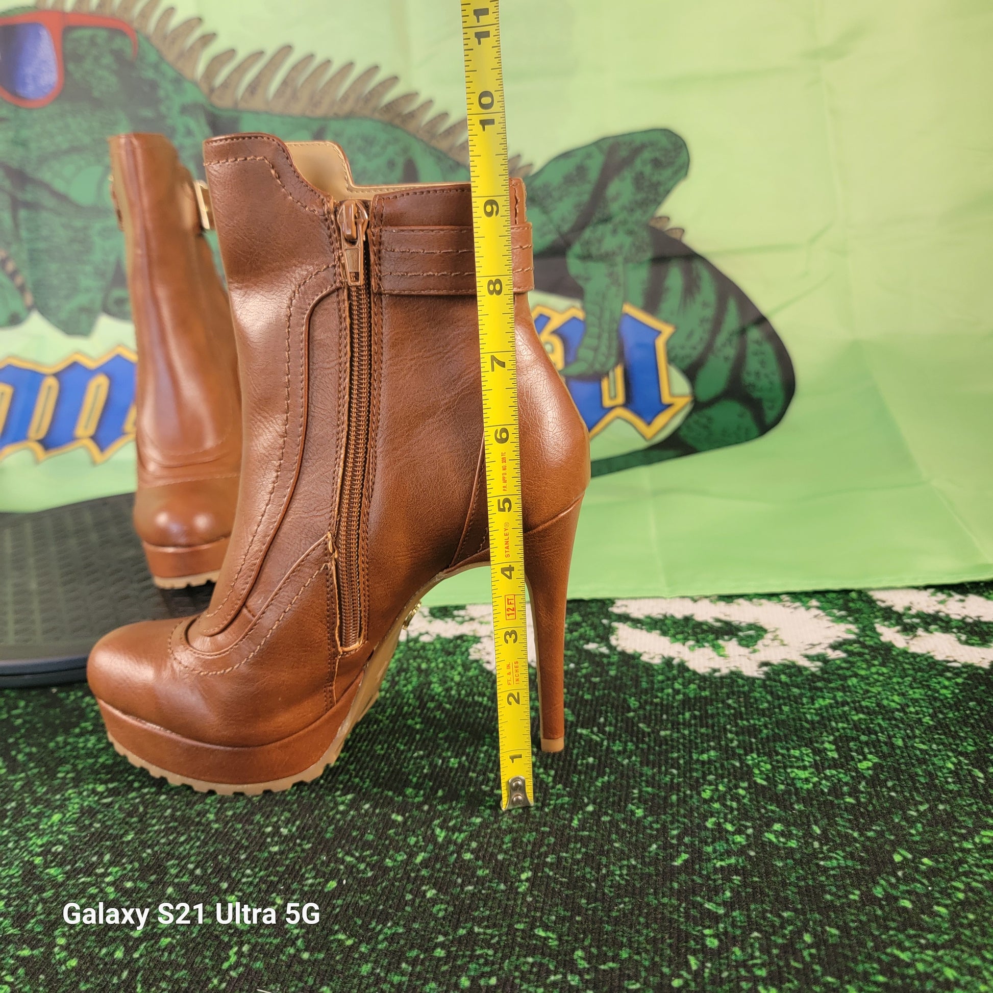 Thalia Sodi Platform Booties Womens 7 Cognac Brown Cara Lug Sole Heel Boots8