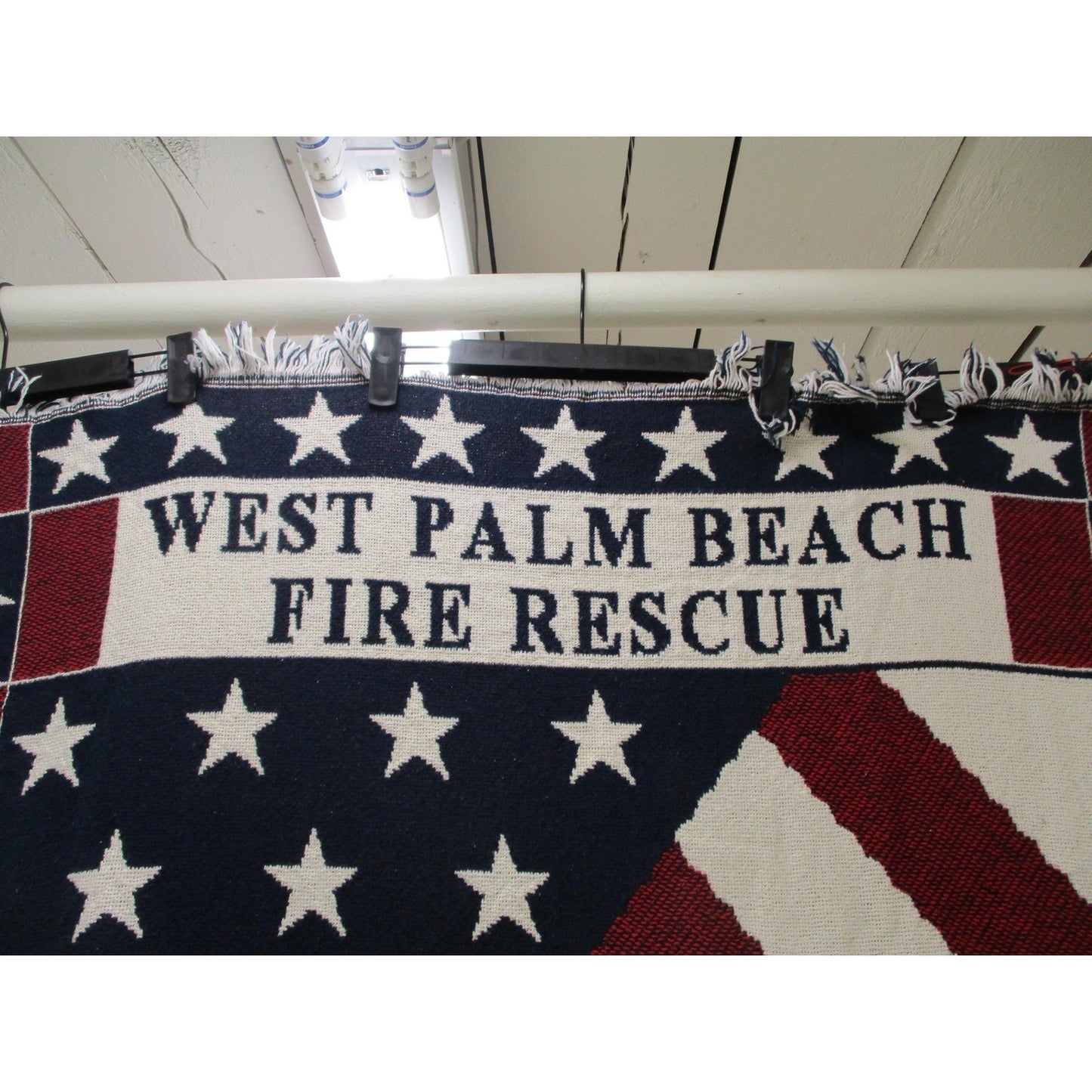 West Palm Beach Fire Rescue Red White Blue Patriotic Reversible Throw Blanket