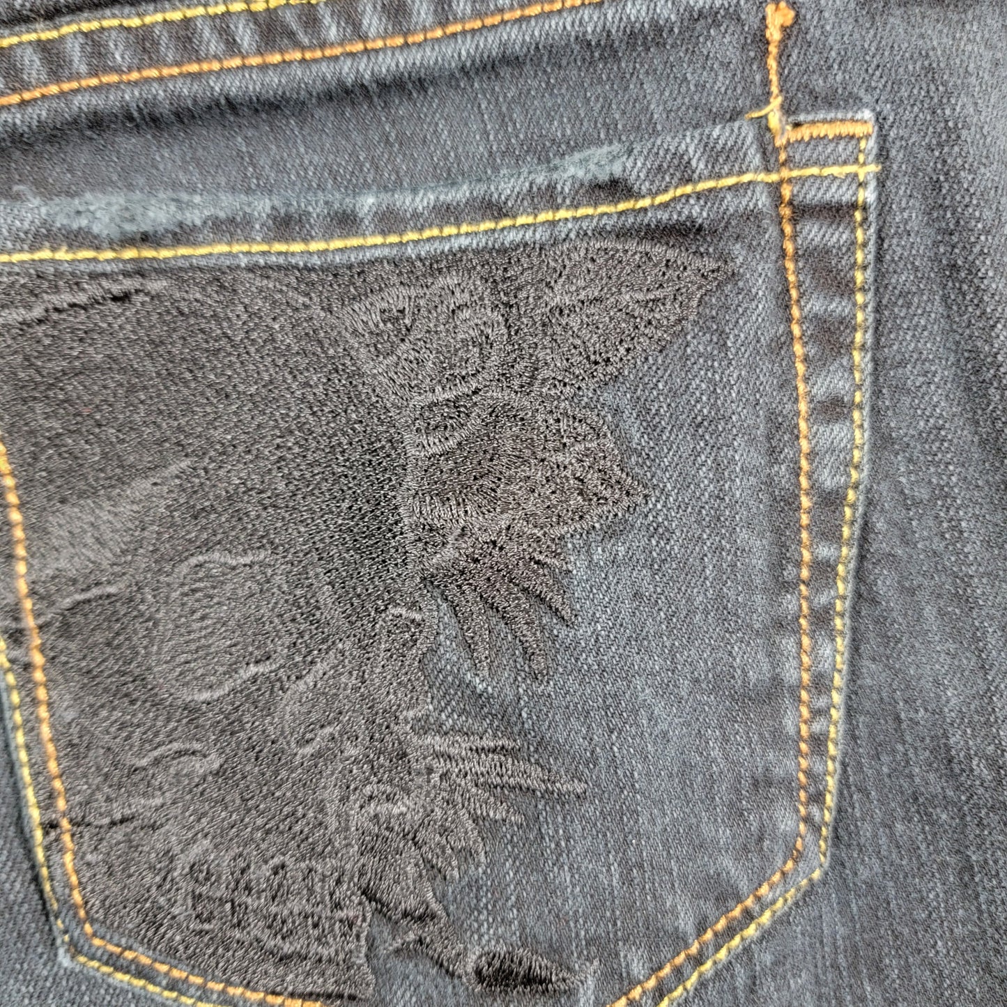 Vintage Ed Hardy Christian Audigier Skull Jeans Womens 27 Black Skinny Y2K9