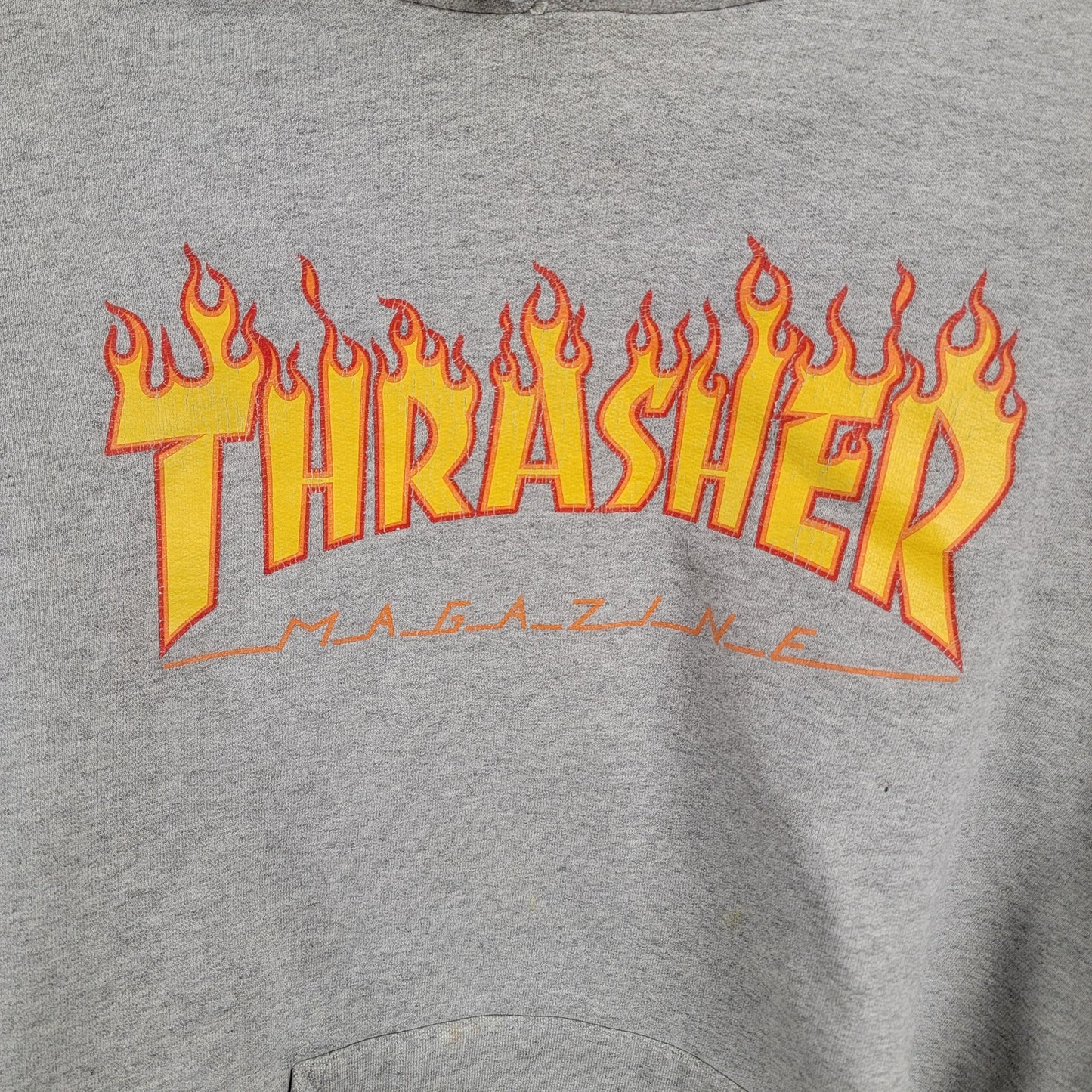 Thrasher Magazine Flame Logo Hoodie Mens Medium Gray Skateboard Preowned 310