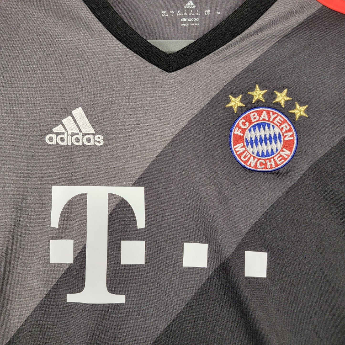 Adidas FC Bayern Munchen Jersey Youth L 13-14Y Gray Climacool Soccer Shirt #83