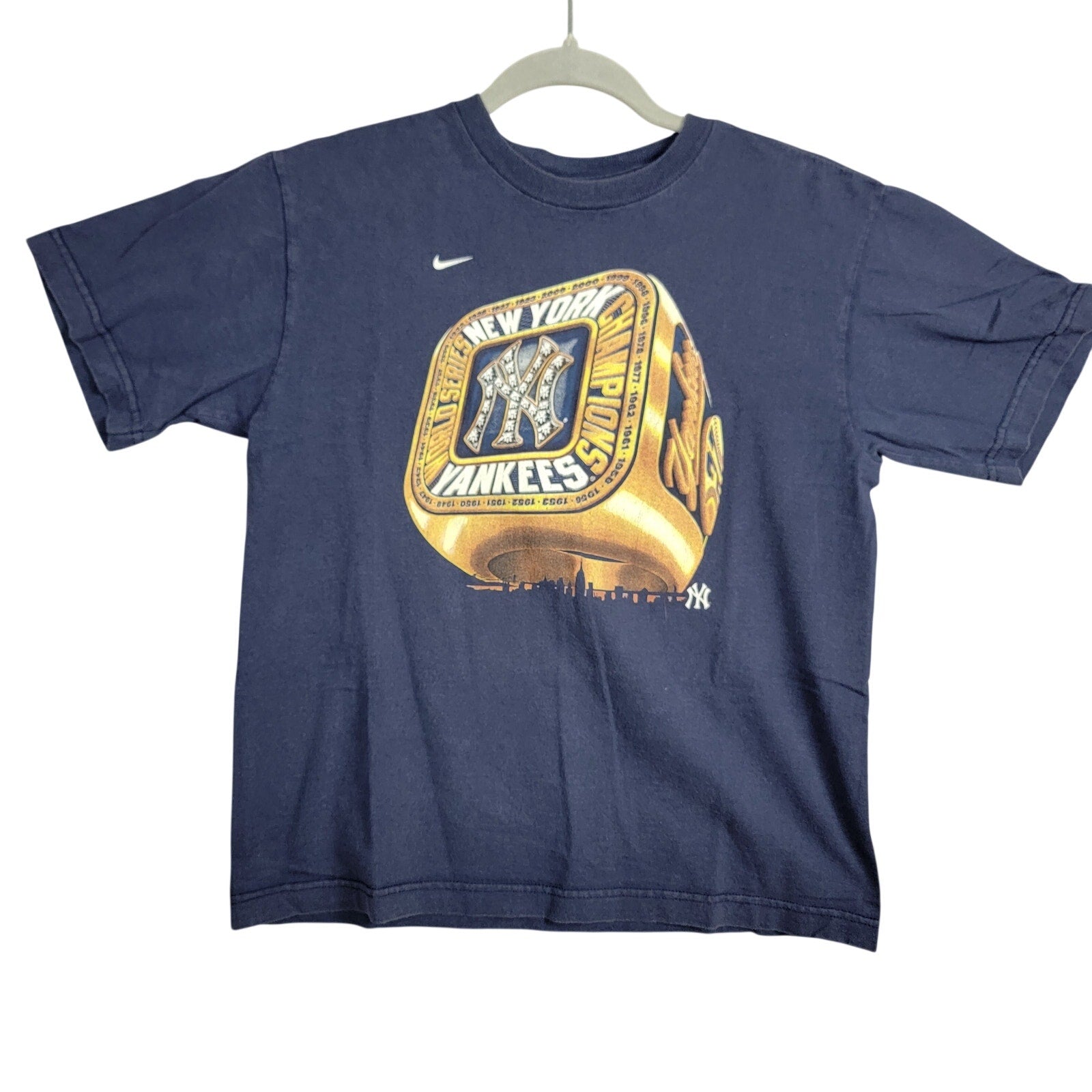 Vintage Nike Team Yankees World Series Champions T Shirt Youth L Navy Y2K0