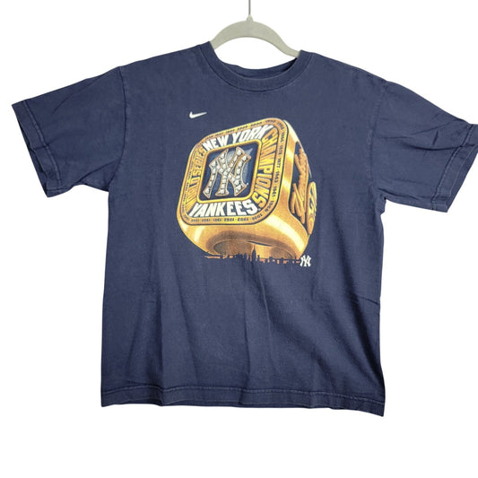 Vintage Nike Team Yankees World Series Champions T Shirt Youth L Navy Y2K0