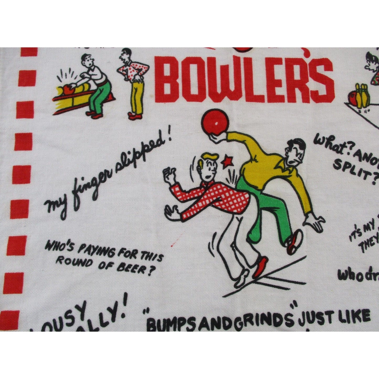 Bowlers Crying Towel Multicolor Cotton Retro Bowling Kitchen Tea Towel Humor