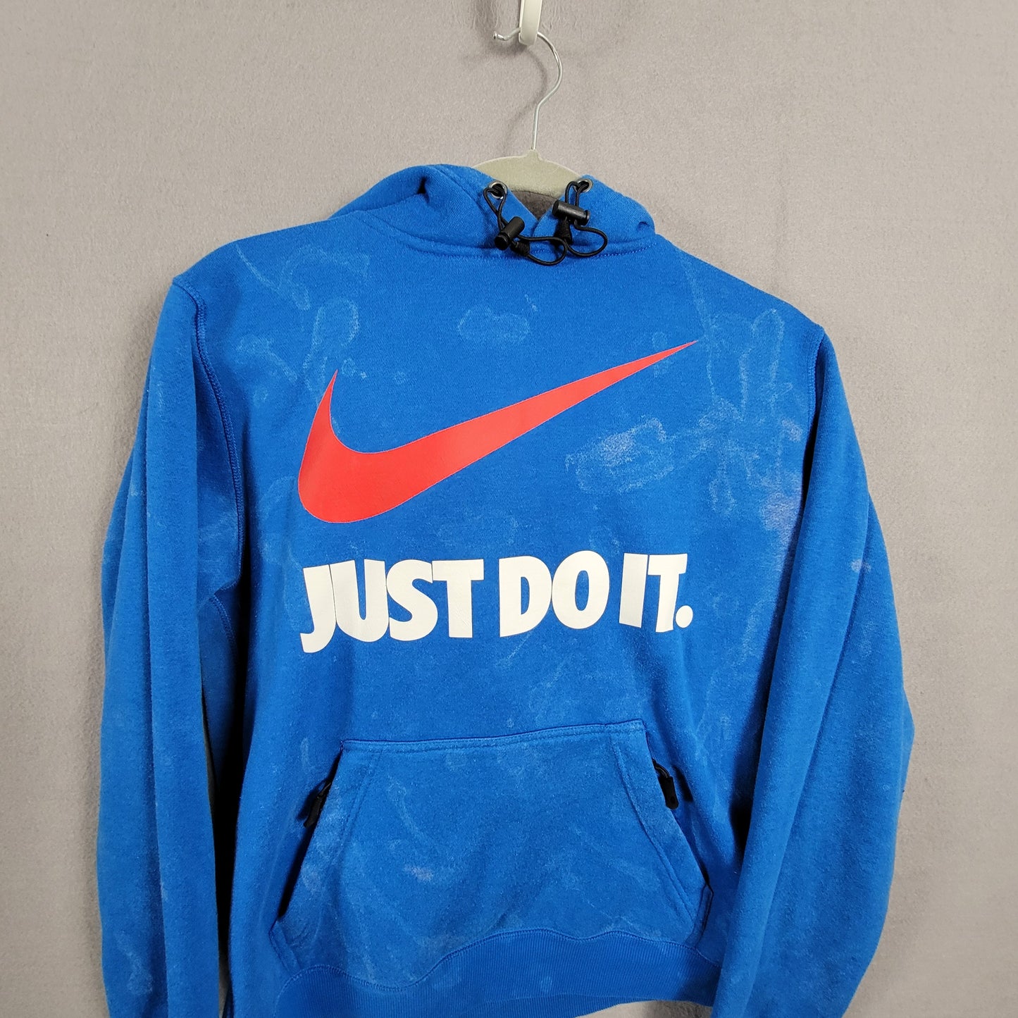 Nike Just Do It Swoosh All Over Print Hoodie Mens Medium Blue Preowned 3132