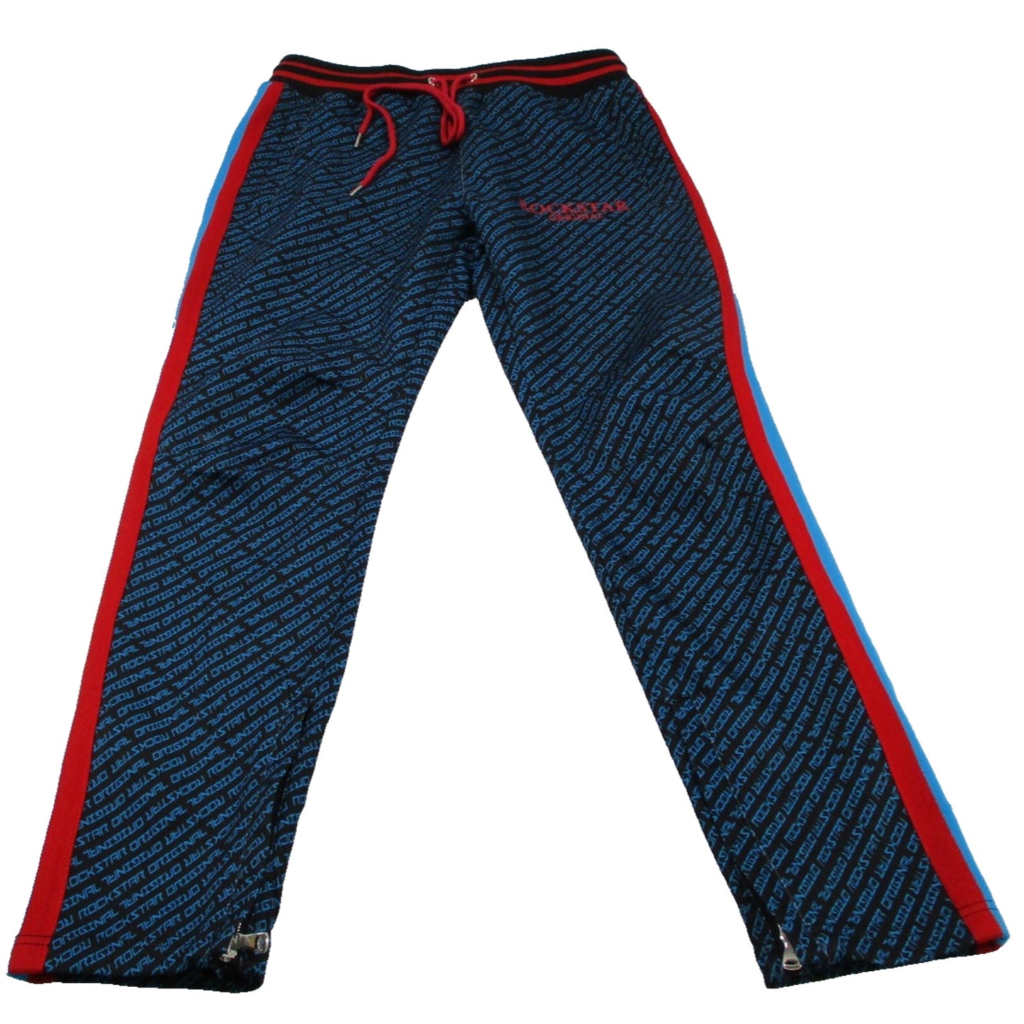 Rockstar Original Tracksuit Set Mens Large Black Blue Logo Track Sweatsuit Zip