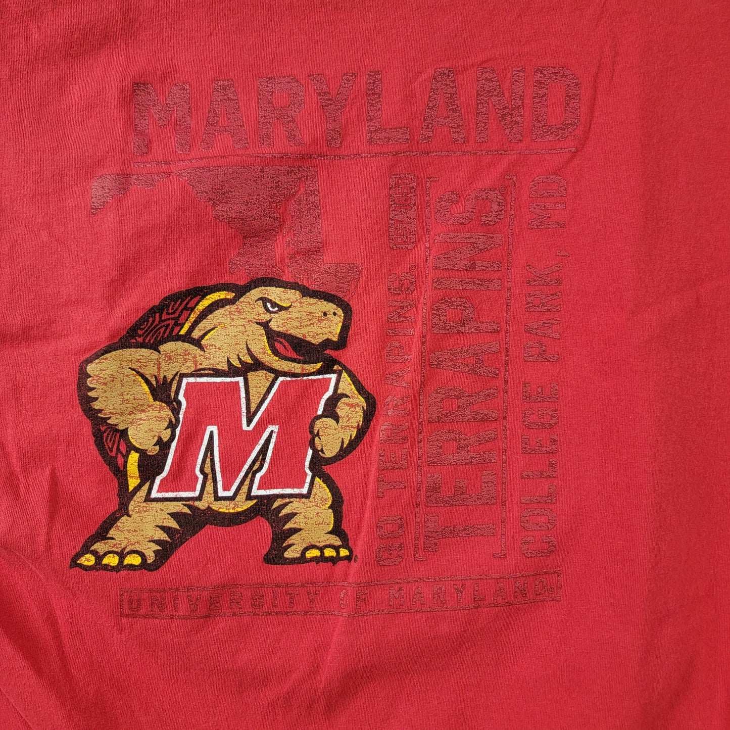Hanes Maryland Terrapins Long Sleeve T-Shirt Mens Size L Red Turtle Logo