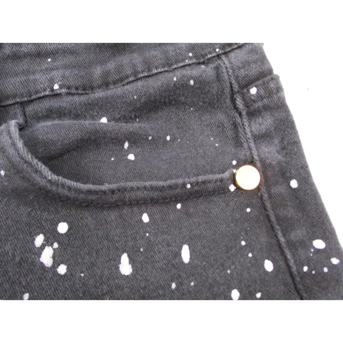 Demolition Shorts Mens 38 Black Paint Splatter Biker Denim Distressed Stretch