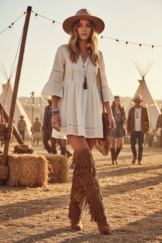 Steve Madden Maraka Fringe Over The Knee Boots Chestnut Suede Womens 6 New0