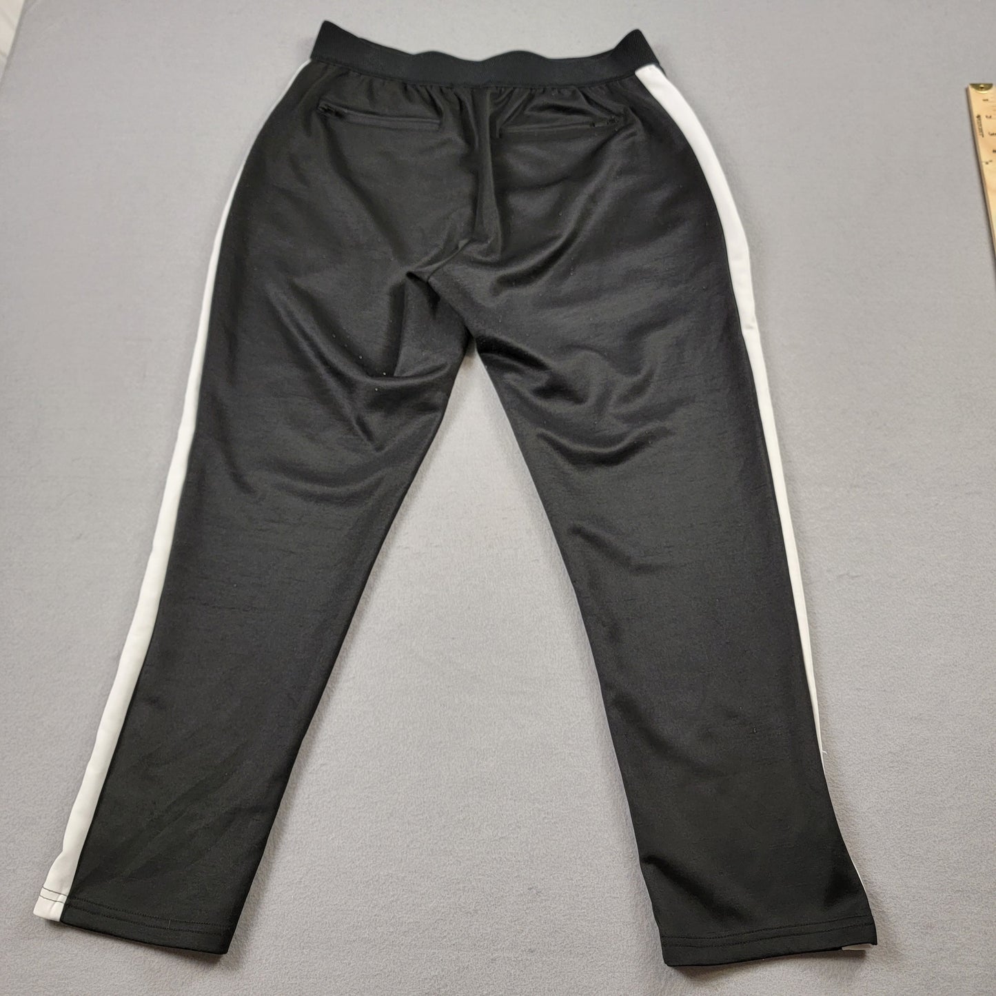 Karl Lagerfeld Paris Track Pants Men’s Large Black White Stripe Zipper Pockets1
