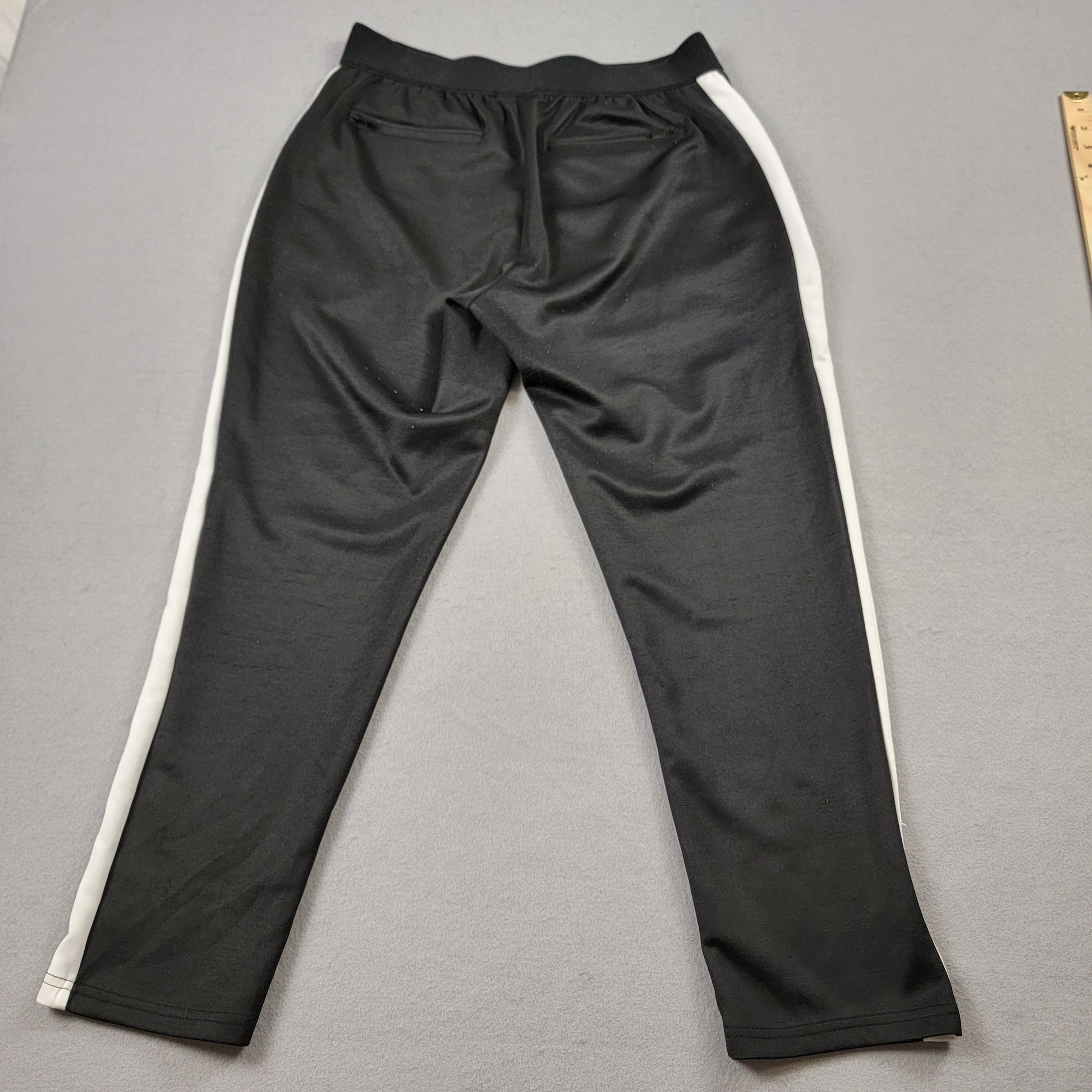 Karl Lagerfeld Paris Track Pants Men’s Large Black White Stripe Zipper Pockets1