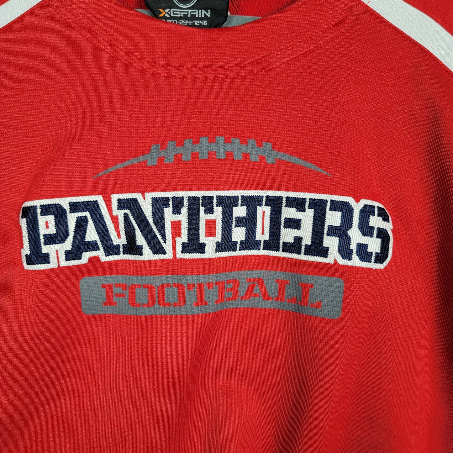 X Grain Panthers Football Shirt Mens XL Red Long Sleeve Warm Up Pullover Jersey2