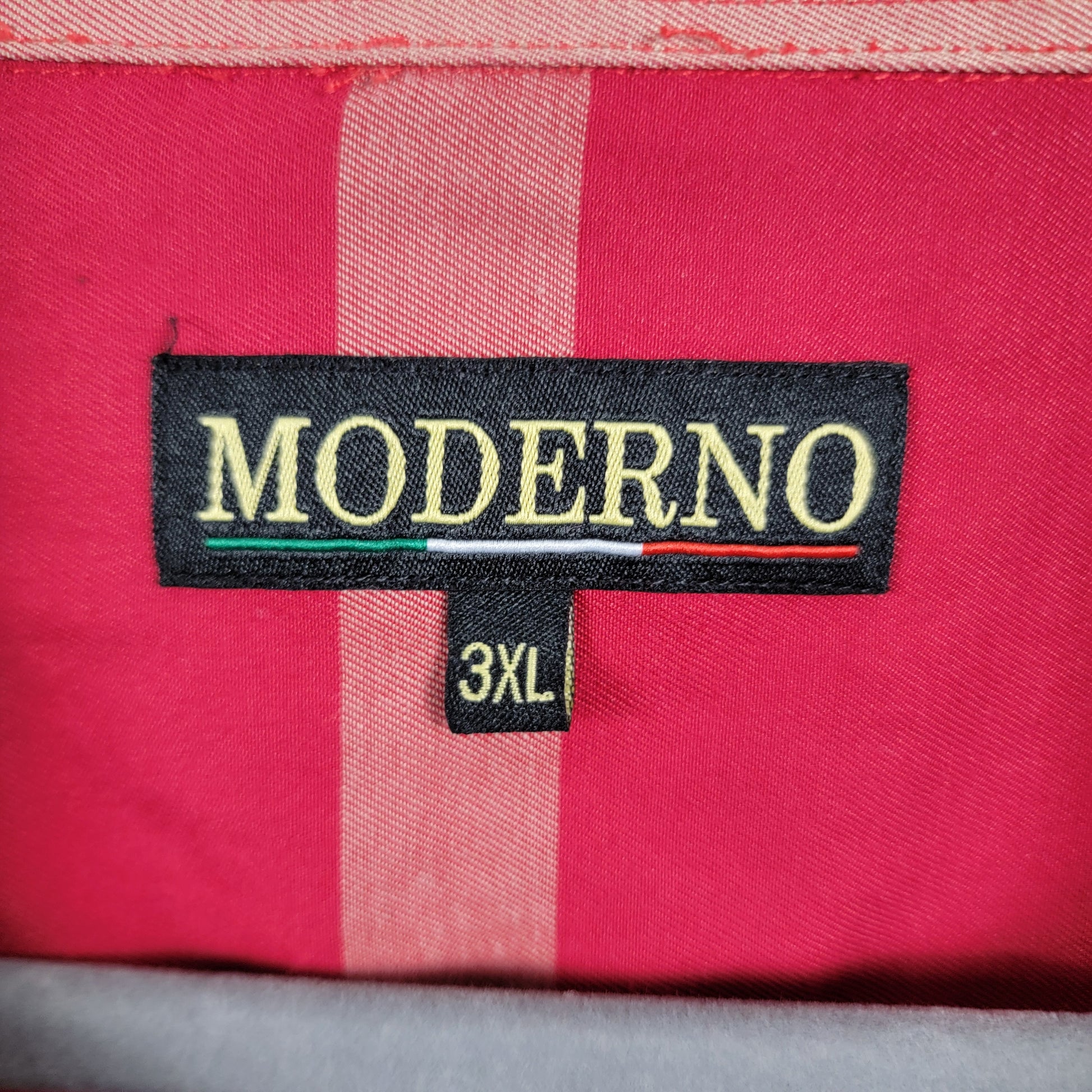 Moderno Premium Wear Mens Plaid Check Button Down Shirt Red 3XL Preowned2