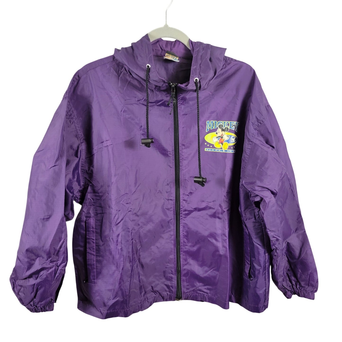 Mickey Mouse Purple Windbreaker Zip Up Hoodie Sz M (251)0