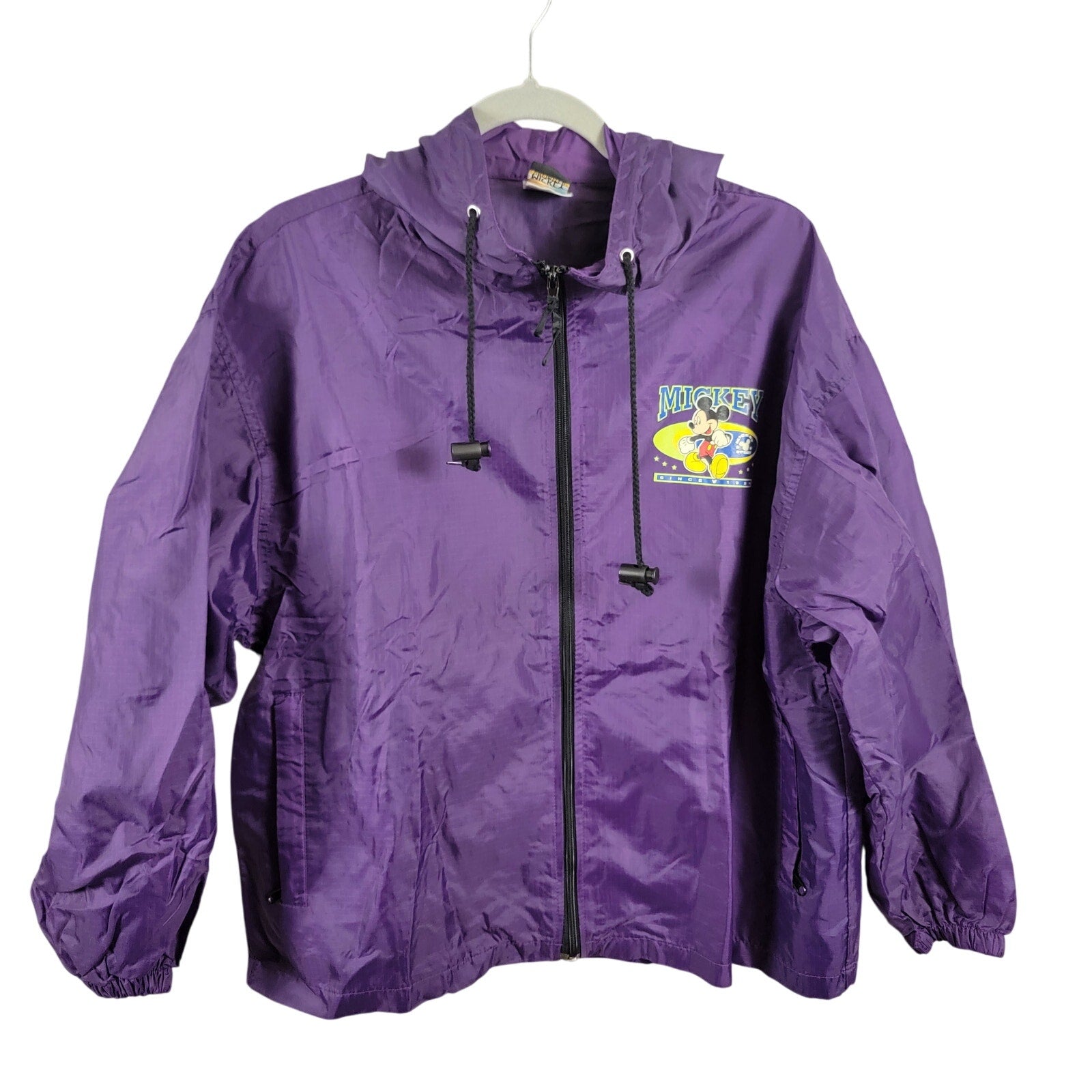 Mickey Mouse Purple Windbreaker Zip Up Hoodie Sz M (251)0