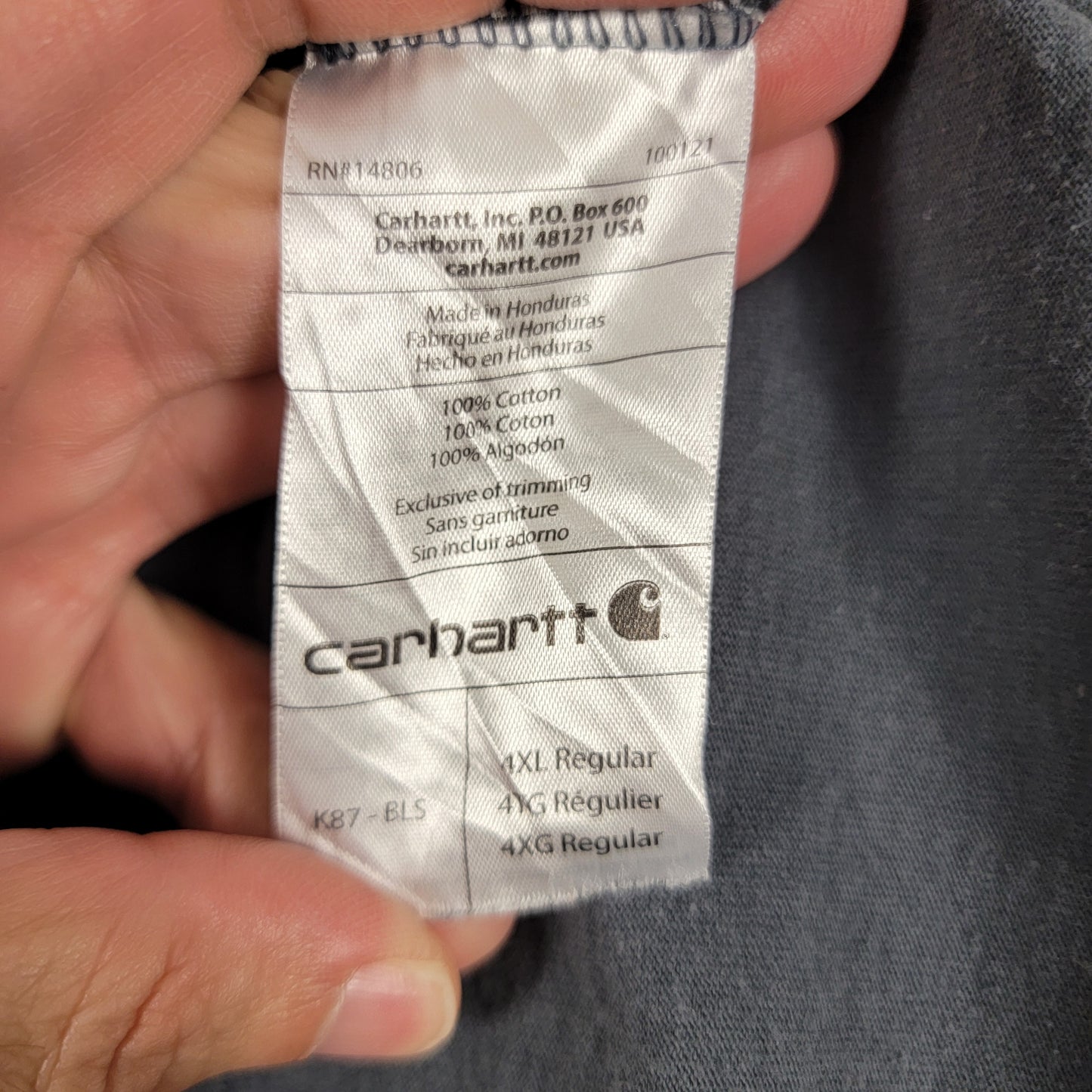 Carhartt K87 BLS Pocket T Shirt Mens 4XL Gray Original Fit Workwear5