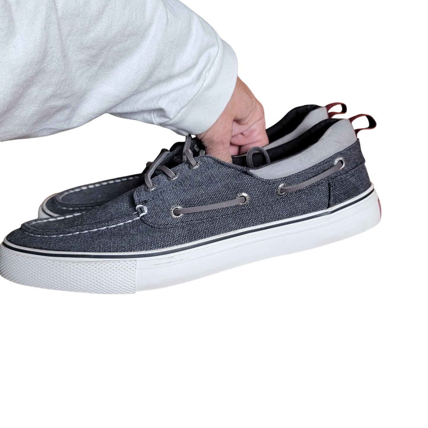 Sperry Top-Sider Bahama 3-Eye Canvas Boat Shoe Charcoal Mens 10 STS23615 (0064)1