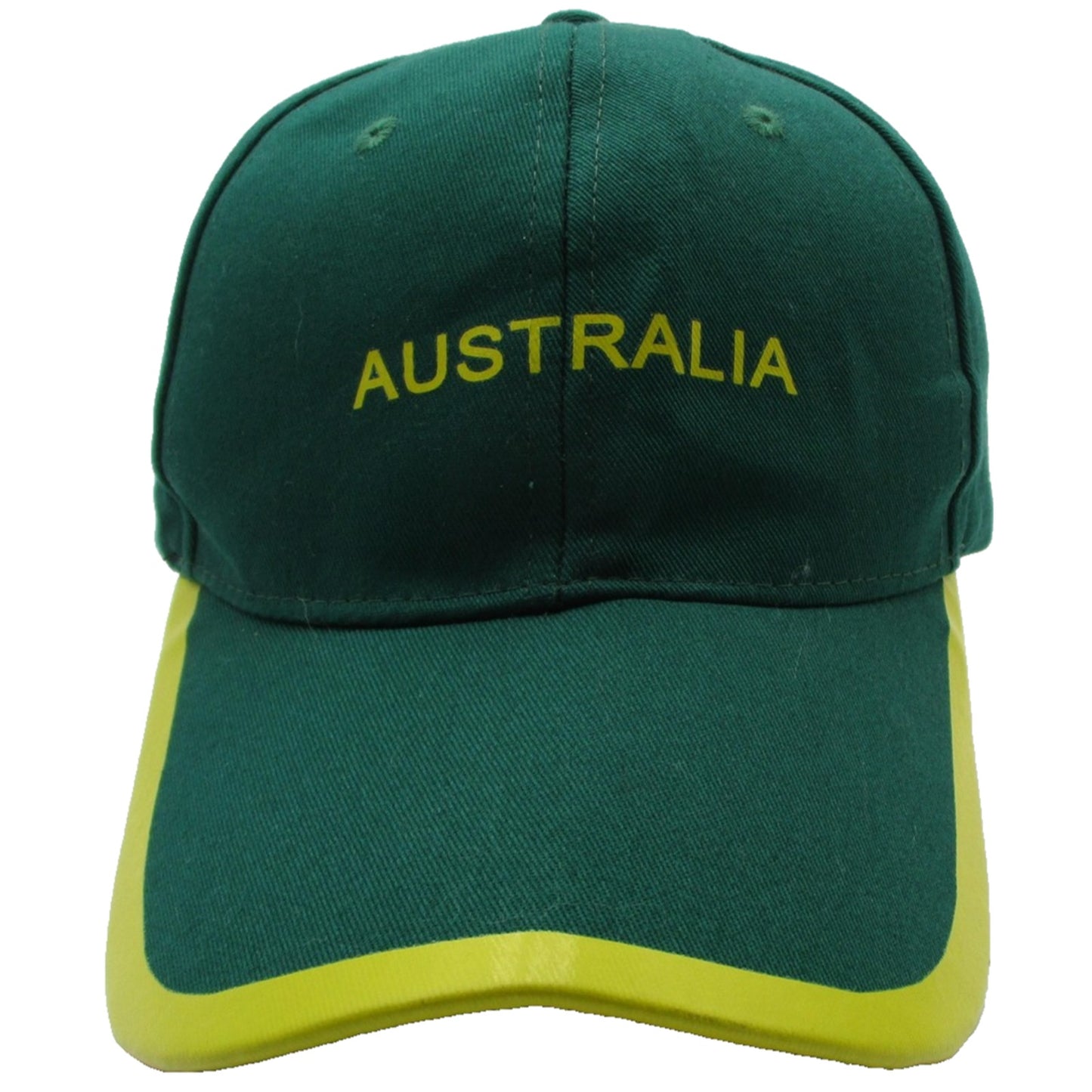 Australia Hat Cap Strap Back Mens One Size Green Yellow Kangaroo Emu Souvenir