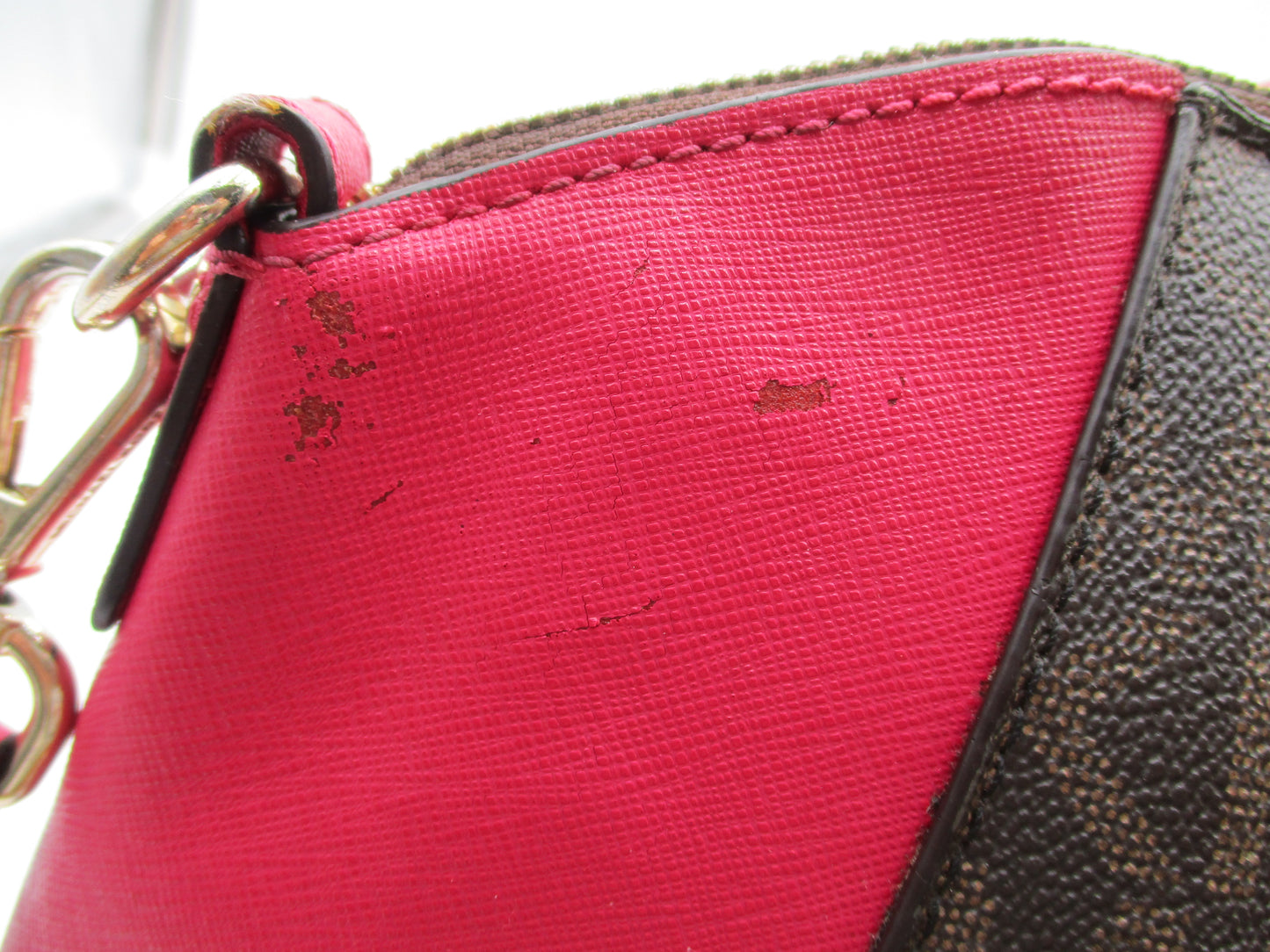 Michael Kors Satchel Bag Womens Medium Brown Pink Logo Handbag Crossbody